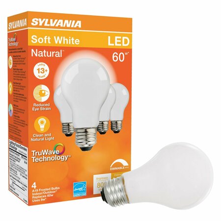 LEDVANCE Sylvania LED Bulb, General Purpose, A19 Lamp, E26 Lamp Base, Dimmable, Frosted, Soft White Light 40670